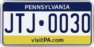 PA license plate JTJ0030