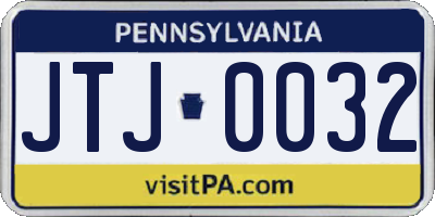 PA license plate JTJ0032