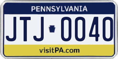 PA license plate JTJ0040