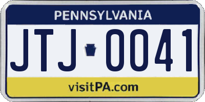 PA license plate JTJ0041