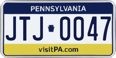 PA license plate JTJ0047