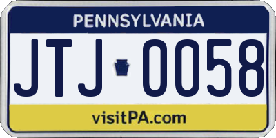 PA license plate JTJ0058