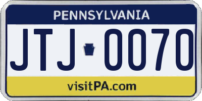 PA license plate JTJ0070