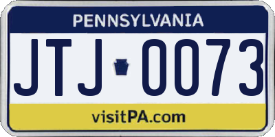 PA license plate JTJ0073