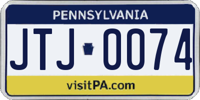 PA license plate JTJ0074