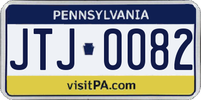 PA license plate JTJ0082