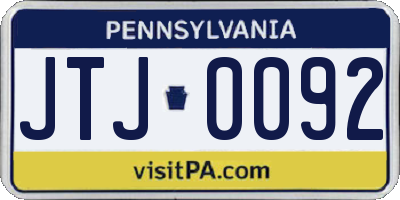 PA license plate JTJ0092