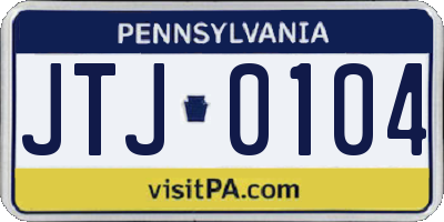 PA license plate JTJ0104