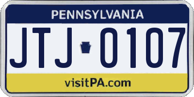 PA license plate JTJ0107
