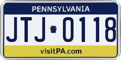 PA license plate JTJ0118