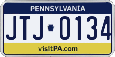 PA license plate JTJ0134