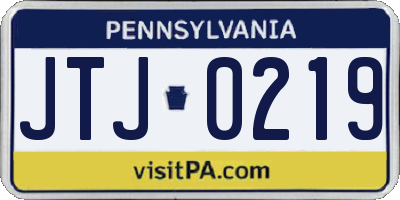 PA license plate JTJ0219