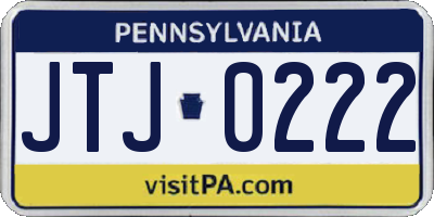 PA license plate JTJ0222