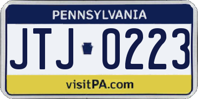 PA license plate JTJ0223