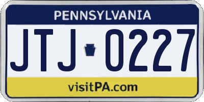 PA license plate JTJ0227