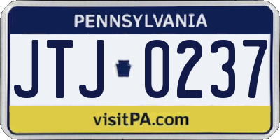 PA license plate JTJ0237