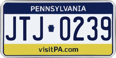 PA license plate JTJ0239