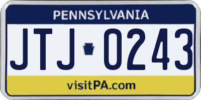 PA license plate JTJ0243