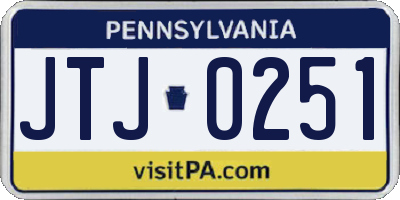 PA license plate JTJ0251