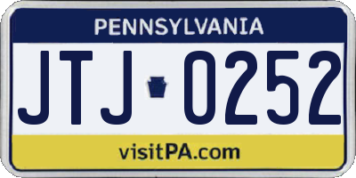 PA license plate JTJ0252