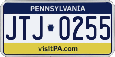PA license plate JTJ0255