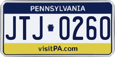 PA license plate JTJ0260