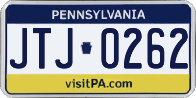 PA license plate JTJ0262