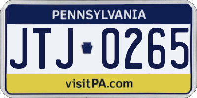 PA license plate JTJ0265