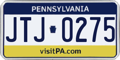 PA license plate JTJ0275