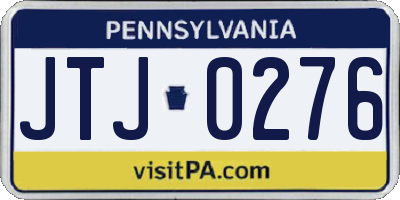 PA license plate JTJ0276