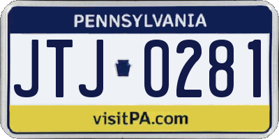 PA license plate JTJ0281
