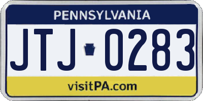 PA license plate JTJ0283
