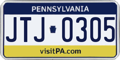 PA license plate JTJ0305