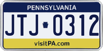 PA license plate JTJ0312