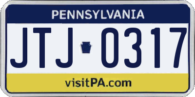 PA license plate JTJ0317