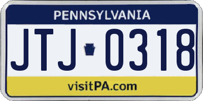 PA license plate JTJ0318