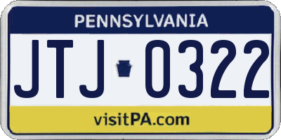 PA license plate JTJ0322