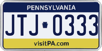 PA license plate JTJ0333