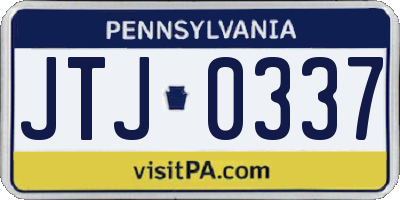 PA license plate JTJ0337