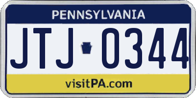 PA license plate JTJ0344
