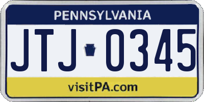 PA license plate JTJ0345