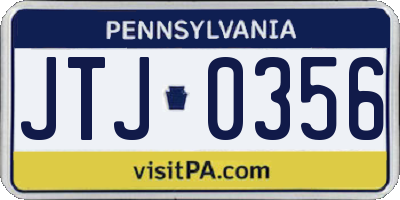 PA license plate JTJ0356