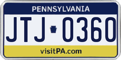PA license plate JTJ0360