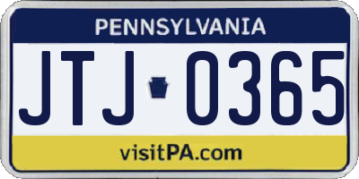 PA license plate JTJ0365