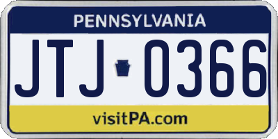 PA license plate JTJ0366