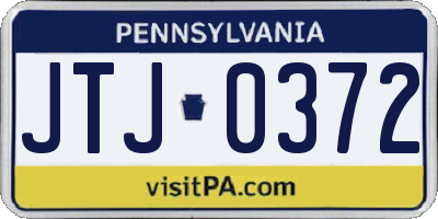 PA license plate JTJ0372