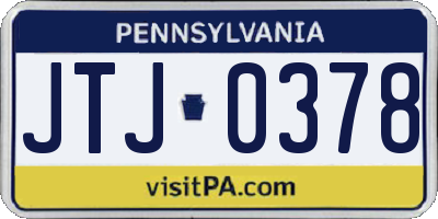 PA license plate JTJ0378