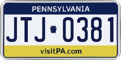 PA license plate JTJ0381