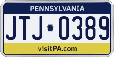PA license plate JTJ0389