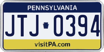 PA license plate JTJ0394